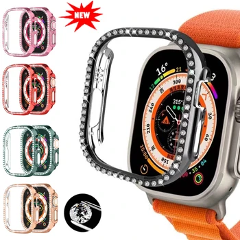 Чехол с бриллиантами для Apple Watch 7 8 9 41/ 45 мм 44 мм 42 мм 40/38 мм Ultra-2 49 мм Защитная крышка бампера iWatch Series 3 4 5 6 SE