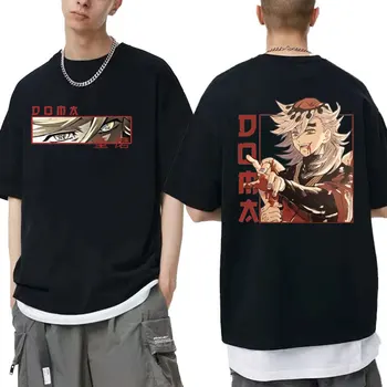 Японское аниме Demon Slayer Douma Графическая футболка Мужская Женская мода Повседневные свободные футболки Мужская Манга негабаритные футболки с коротким рукавом
